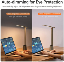 Load image into Gallery viewer, Baseus LED Desk Lamp, Auto-Dimming Table Lamp, Rechargeable, Cordless, Portable, Eye-Caring Smart Lamp, Touch Control, 3 Color Modes, 250 Lumens, for Home Office, Living Room, Bedroom, Painting, Grey