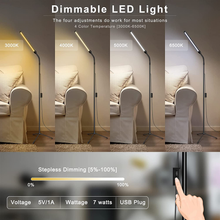Load image into Gallery viewer, LED Floor Lamp for Eyelash Extensions Craft Task Lamps Floor Standing Adjustable Gooseneck Dimmer Beauty Lamp Floor for Lashes Facial Spa Salon Makeup (Metallic Black)