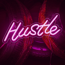 Load image into Gallery viewer, ROYOCE Hustle Neon Sign, Neon Lights for Bedroom Wall Decor, Pink, LED Neon Signs (16X7 Inch)