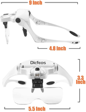 Load image into Gallery viewer, Dicfeos Magnifying Glass with Light for Close Work, Headband Magnifier with Light, with 5 Lenses, Perfect for Jewelry, Arts , Crafts, Painting and DIY