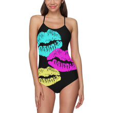Load image into Gallery viewer, Novelty Black One Piece Swim Suit Up to Size 3XXX