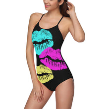 Load image into Gallery viewer, Novelty Black One Piece Swim Suit Up to Size 3XXX
