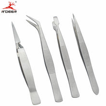 Load image into Gallery viewer, RDEER 4pcs Precision Electronics Tweezers Anti-Skid Forceps Stainless Steel Makeup Repair Multi Hand Tools