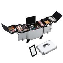 Load image into Gallery viewer, Aluminum Trolley NAIL TECH OR Makeup Case Rolling Beauty Cosmetic Lock Box