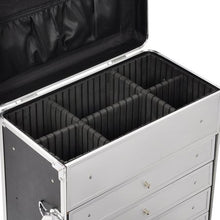 Load image into Gallery viewer, BLACK Rolling Makeup Case with Drawers
