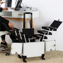 Load image into Gallery viewer, Aluminum Trolley NAIL TECH OR Makeup Case Rolling Beauty Cosmetic Lock Box