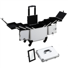 Load image into Gallery viewer, Aluminum Trolley NAIL TECH OR Makeup Case Rolling Beauty Cosmetic Lock Box