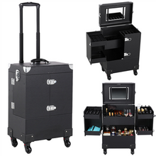 Load image into Gallery viewer, Professional Trolley NAIL OR MAKEUP Train Case Black