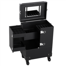 Load image into Gallery viewer, Professional Trolley NAIL OR MAKEUP Train Case Black
