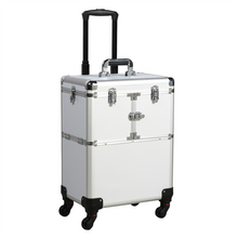 Load image into Gallery viewer, Aluminum Trolley NAIL TECH OR Makeup Case Rolling Beauty Cosmetic Lock Box