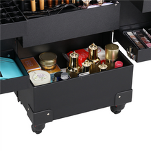 Load image into Gallery viewer, Professional Trolley NAIL OR MAKEUP Train Case Black