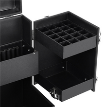Load image into Gallery viewer, Professional Trolley NAIL OR MAKEUP Train Case Black