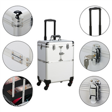 Load image into Gallery viewer, Aluminum Trolley NAIL TECH OR Makeup Case Rolling Beauty Cosmetic Lock Box