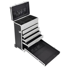 Load image into Gallery viewer, BLACK Rolling Makeup Case with Drawers