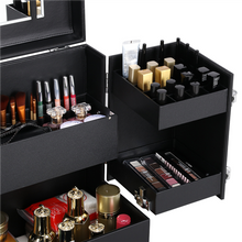Load image into Gallery viewer, Professional Trolley NAIL OR MAKEUP Train Case Black
