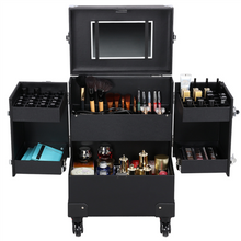 Load image into Gallery viewer, Professional Trolley NAIL OR MAKEUP Train Case Black