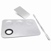 Load image into Gallery viewer, Stainless Steel Cosmetic Palette Makeup Palette, Ring Makeup Mixing Palette W/ spatula
