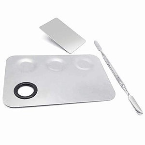 Stainless Steel Cosmetic Palette Makeup Palette, Ring Makeup Mixing Palette W/ spatula