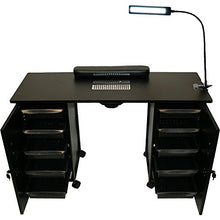 Load image into Gallery viewer, Black Steel Vented Double Storage Manicure Nail Table Desk Salon Spa Equipment &amp; FREE LAMP!
