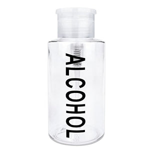 10oz. Alcohol Labeled Liquid Push Down Pump Dispenser Bottle with Flip Top Cap