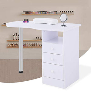 WHITE NAIL TECHNICIAN TABLE MANICURIST DESK WITH DRAWERS
