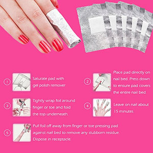 Nail Remover Foil Wraps + 1x Steel Remover Scraper Cuticle Pusher Kit
