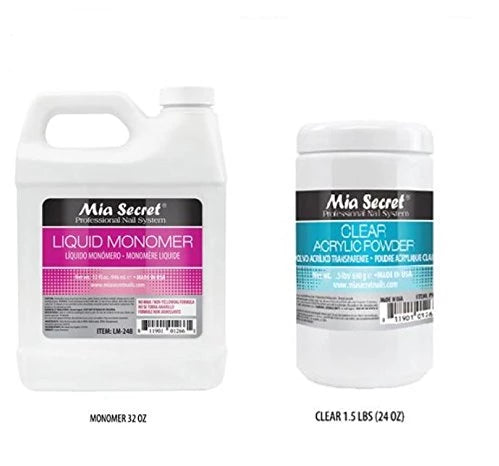 32 oz Liquid Monomer & 24 oz Clear Acrylic Powder Set Mia Secret