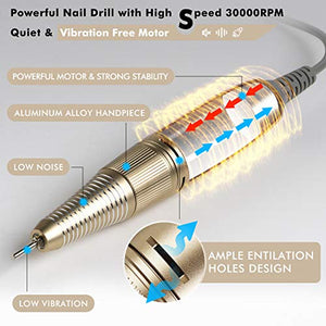 CHAMPAGNE PROFESSIONAL 30,000 RPM Nail Drill for Acrylic Nails