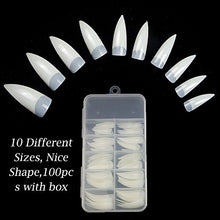 Load image into Gallery viewer, 100PCS Stiletto Nail Tips Shape Natural Half Cover False Nails
