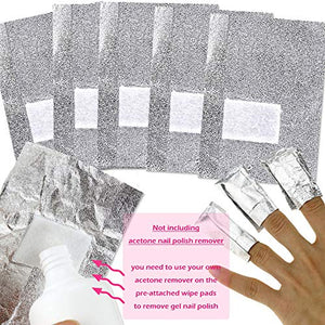 Nail Remover Foil Wraps + 1x Steel Remover Scraper Cuticle Pusher Kit