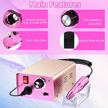 Load image into Gallery viewer, Hoinvo Professional Electric Nail Drill Machine for Acrylic Nails, Gel Nails, 25000RPM Electric Nail File for Nail Salon Supplies, Efile Nail Grinder Drill for Beginners&amp;Professionals Use
