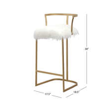 Load image into Gallery viewer, Devon &amp; Claire Celina White Faux Fur Bar Stool
