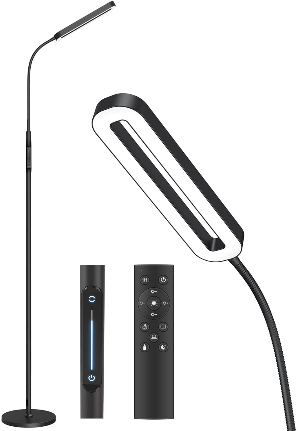 Gooseneck LED Floor Lamp With Remote Control & Flexible Neck