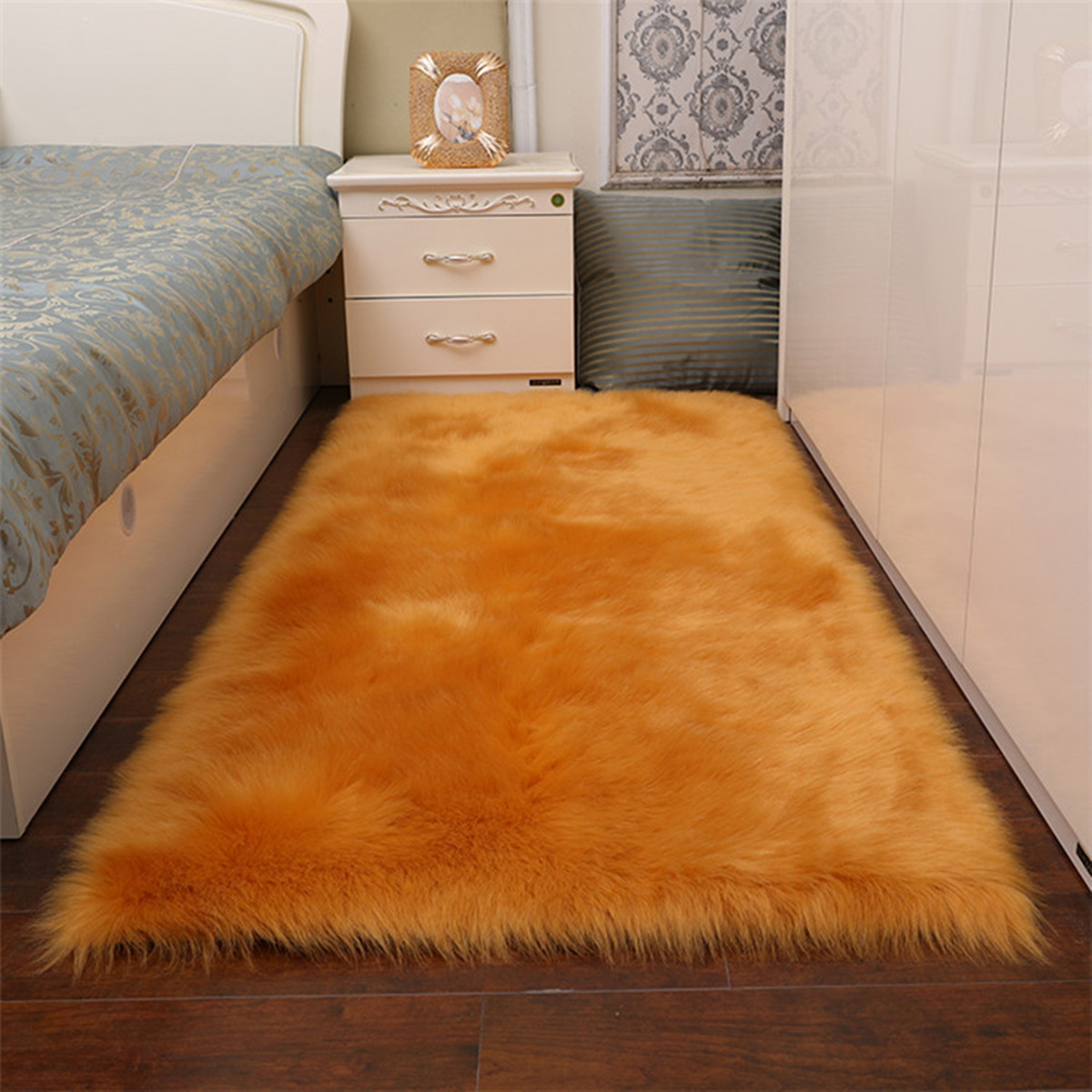 Luxury Fluffy Faux Fur Rug Area Rugs Hairy Soft Shaggy Bedroom Carpet Floor  Mat