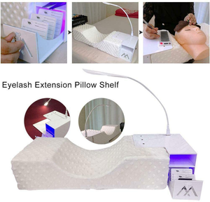 Eyelash Extension Set W/Detachable U-Shaped Memory Foam Pillow, Acrylic Shelf, Adjustable USB LED Light Ergonomic Makeup Tool for Beauty Salon