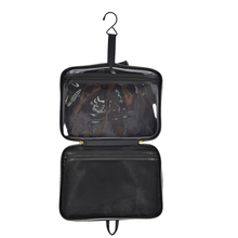 Load image into Gallery viewer, Modella Dual Zipper Ultimate Weekender with Hanging Option and Clear PVC Shell/Classic Black Multi-Compartment Top Handle Bag with Signature Gold Hardware

