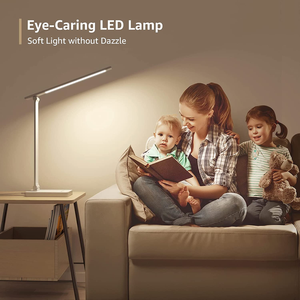 Lepro LED Desk Lamp Dimmable Home Office Lamp Touch Control 9W Bright Reading Table Lamp, 3 Color Modes with 5 Brightness Level, Eye Caring Diffused Natural Light, Sleek Modern Task Lamp (White)