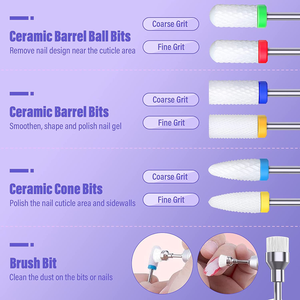 10Pcs Professional Ceramic Nail Drill Bits Set - Yafex 3/32'' Diamond Carbide Nail Drill Bit Rotary Burrs for Electric Manicure Pedicure Nail File Machine