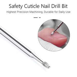 Melodysusie Cuticle Clean Nail Drill Bit 3/32'', Professional Safety Carbide Nail Bit under Nail Cleaner for Cuticle Dead Skin Nail Prepare, Two Way Rotate, Manicure Nail Salon Supply (Medium)