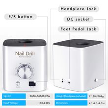 Load image into Gallery viewer, Nail Drills for Acrylic Nails - Professional Nail Drill Machine Btartbox 30000 RPM Electric Efile Nail Drill for Gel Nails Remove Poly Nail Gel Gift for Women Home and Salon Use, White
