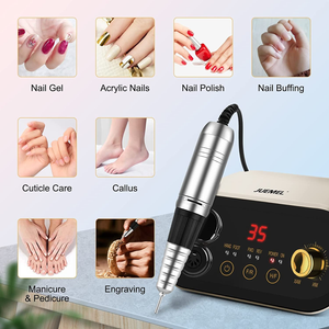 Professional Nail Drill Machine 35000 Rpm with Foot Pedal and Forward/Reverse Rotation,Juemel Electric Nail File for Gel Nails,Acrylic,Manicure Pedicure Polishing Shape Tool Kit 125Pcs,Nail Drill Bits
