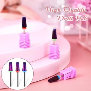 3 Pieces Nail Carbide 5 in 1 Bit, Nail Drill Bits Set-2 Way Rotate Use for Both Left to Right Handed, 3/32 Inch Shank Size Drill Machine for Fast Remove Acrylic or Hard Gel (Purple)