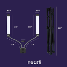 Load image into Gallery viewer, (New Model) Neatfi Supreme LED Light Kit for Estheticians, Make up &amp; Tattoo Artists, Filming &amp; Photography, 3600 Lumens Bright, 3 Light Color Modes, with Adjustable Tripod &amp; Flexible Phone Holder
