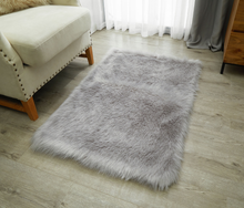Load image into Gallery viewer, Angel Sheepskin Faux Fur Shaggy Area Rug, Gray 30&quot; X 46&quot;
