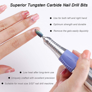 Makartt Nail Drill Bits Set, 10Pcs Tungsten Carbide Nail Drill Bits Remove Acrylic Poly Nail Gel Nail Polish B-36, 3/32 Inch for Acrylic Gel Nails Cuticle Manicure Pedicure