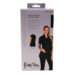 Betty Dain Kool Breeze Mesh Back Salon Stylist Vest, Unique Stretch Mesh Back for Breathability, Pockets with Zippered Bottoms, Button Closure, Lightweight, Water Resistant Polyester Fabric, M/L