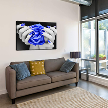 Load image into Gallery viewer, Levvarts Modern Canvas Wall Art Fashion Woman Nails Posters Black and Blue Rose Flower Pictures Painting for Beauty Salon Ladies Makeup Dressing Room Decor Ready to Hang
