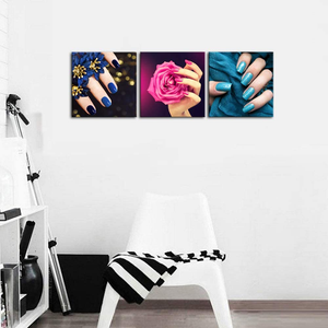 Artsbay 3 Pieces Modern Canvas Wall Art Fashion Woman Beauty Salon Painting Picture Nail Hand Spa Artwork Makeup and Manicure Poster Bedroom Decor Stretched Ready to Hang