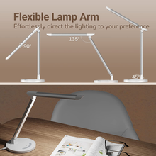 Load image into Gallery viewer, LED Desk Lamp, Soysout Eye-Caring Table Lamp with USB Charging Port, 5 Lighting Modes with 7 Brightness Levels, Touch Control, 12W (White Wood Grain)
