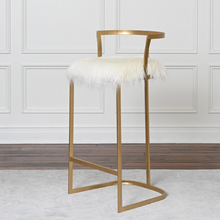 Load image into Gallery viewer, Devon &amp; Claire Celina White Faux Fur Bar Stool
